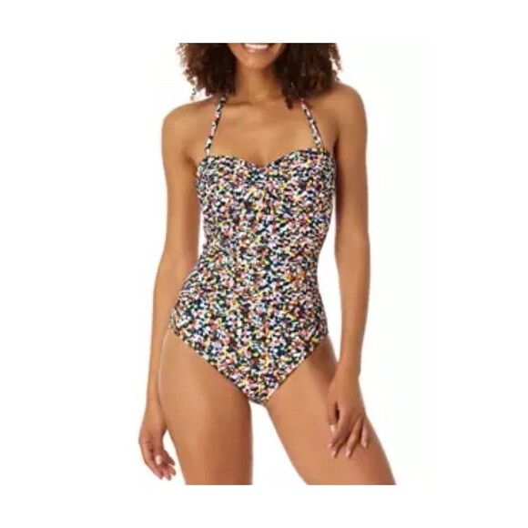 Anne Cole Confetti Me Bandeau One Piece Swimsuit Sz 12 New - Picture 1 of 11